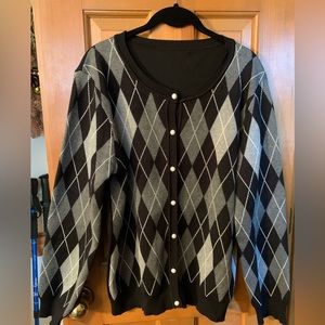 Wool argyle cardigan sweater